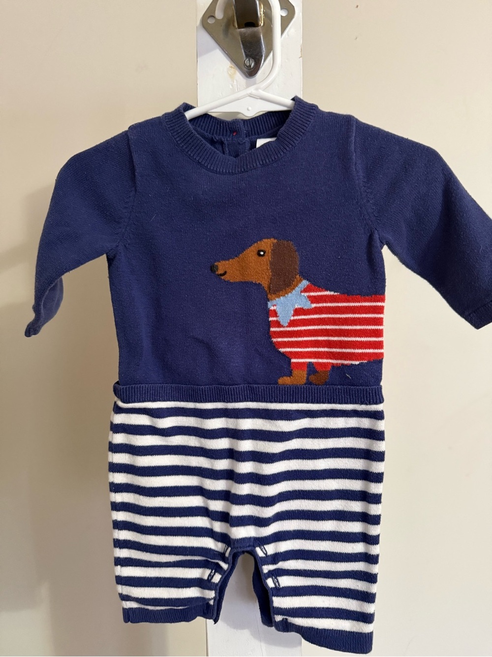 Baby Boden Sausage Dog Knitted Romper - Picture 2 of 10